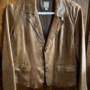J. Jill Cognac Genuine Leather Jacket - M